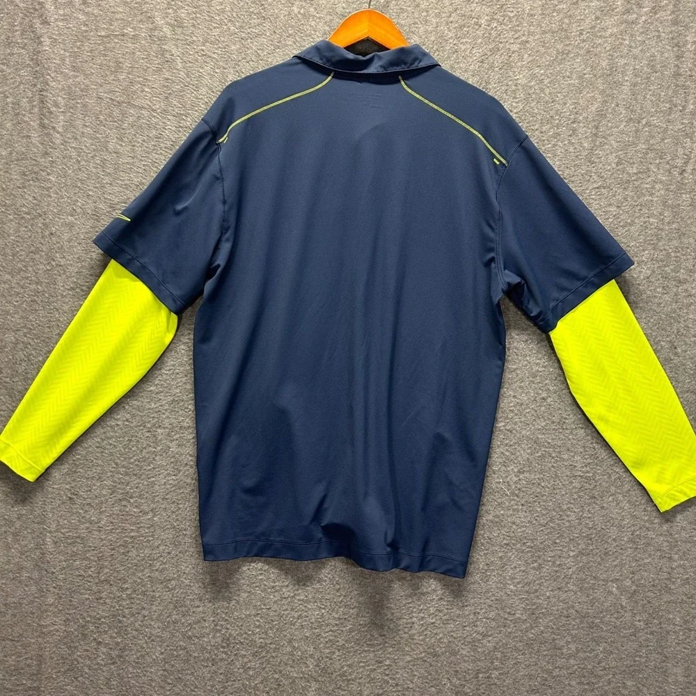 Nike Golf Tour Performance Dri Fit Polo Shirt Mens Large Blue Yellow Golf